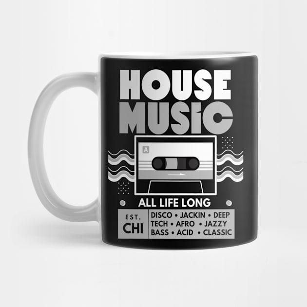 HOUSE MUSIC  - Cassette (Grey) by DISCOTHREADZ 